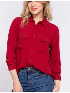 Banana Republic Vibrant Red Blouse